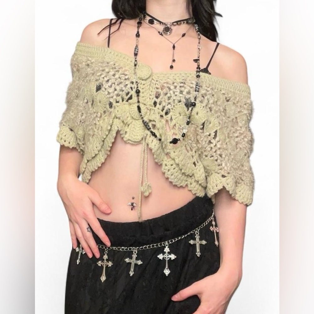 Paradis Miss cream crochet boho top